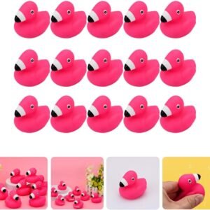 15PCS Pink Flamingo Squeaky Bath Toys – Floating Rubber Fun for Kids - Image 9