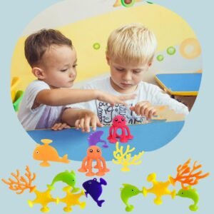 16 PCS Dinosaur Suction Cup Bath Toys for Kids | Sensory Travel Fun - Image 7