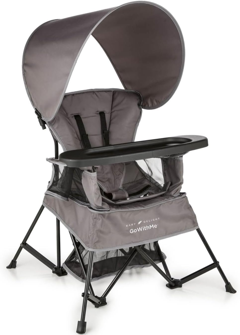 Baby Delight Go with Me Venture Chair|Indoor/Outdoor Portable Chair with Sun Canopy|Gray|3 Child Growth Stages: Sitting, Standing and Big Kid|3 Months to 75 lbs|Weather Resistant