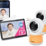 VTech RM5754-2HD Smart Wi-Fi Video Baby Monitor with 5” Display and 1080p HD Cameras, Built-in Night Light & 2 Cameras, White
