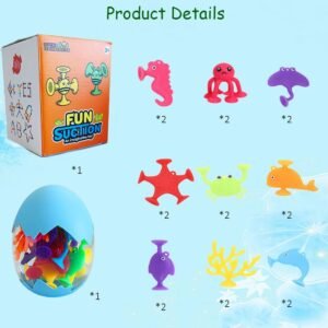 16 PCS Dinosaur Suction Cup Bath Toys for Kids | Sensory Travel Fun - Image 3