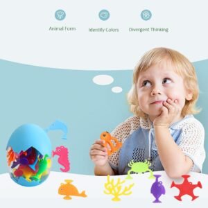 16 PCS Dinosaur Suction Cup Bath Toys for Kids | Sensory Travel Fun - Image 2