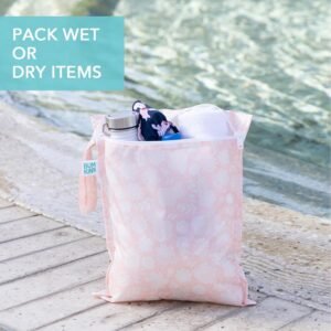 Bumkins Waterproof Wet Bag: Reusable Zipper Pouch for Baby & Travel (Lace Pink) - Image 3