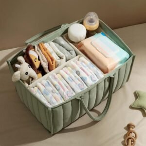Baoswi Diaper Caddy Organizer - Stylish Green Nursery Storage Basket - Image 5