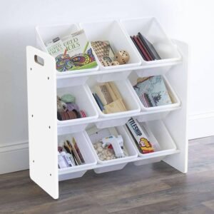 Lennox White Toy Storage Organizer with 9 Plastic Bins (JWTR-03006) - Image 7