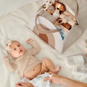 Blissful Diary Cotton Rope Diaper Caddy Organizer - Large Baby Shower Gift - Image 4