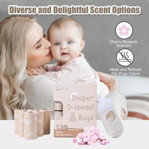Biodegradable Disposable Diaper Bags with Dispenser - 120 Leak-Proof Bags - Image 3