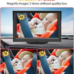LUCKVIEW 5" 1080P Baby Car Seat Camera with IR Night Vision & 3X Zoom - Image 3