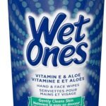 Wet Ones Vitamin E and Aloe Hand Wipes, Unscented, Wet Wipes, 40 Count Canister