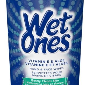 Wet Ones Vitamin E and Aloe Hand Wipes, Unscented, Wet Wipes, 40 Count Canister
