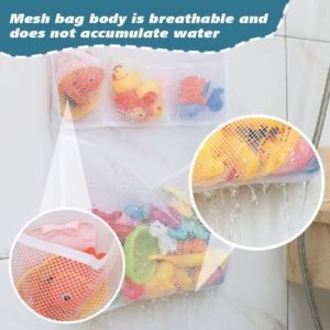 Bath Toy Organizer with Suction Hooks – Mesh Bag for Storage & Quick Dry - Image 3