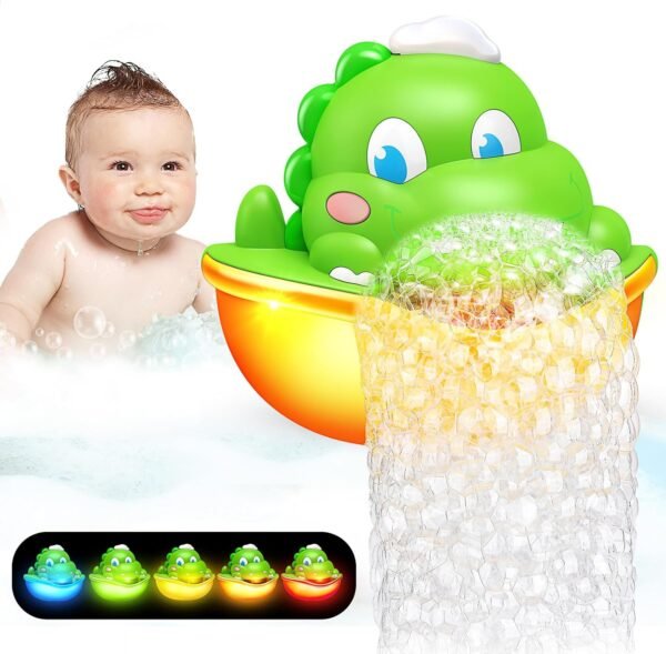 Baby Bath Toys, vicia Dinosaur Bubble Machine for Kids Toys for 1 2 3 4 5 Year Old Boys Girls Light-Up Bath Toys for Toddler 1-3 Bubble Baby Toys 12-18 Months Shower Baby Boy Gifts