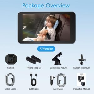 VASTEND Baby Car Camera 1080P with 5-Inch Monitor & Night Vision - Image 8