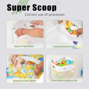 Ligereza Quick Scoop Baby Bath Toy Organizer - Large Capacity, White - Image 4