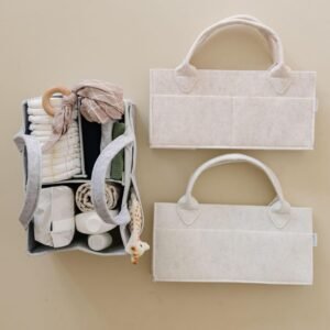 PUTSKA Baby Diaper Caddy Organizer - Large Mocha Nursery Storage Basket - Image 8