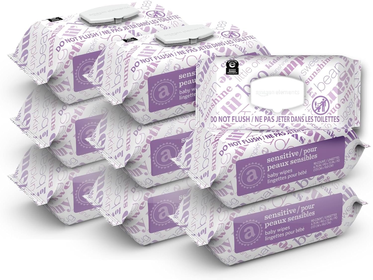 Amazon Elements Baby Wipes, Sensitive, Fragrance Free, White, 810 Count (9 Packs of 90)