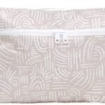 Bumkins Waterproof Wet Dry Clutch Bag for Baby, Travel, Swim Suit, Cloth Diapers, Pump Parts, Pool, Gym Clothes, Toiletry, Hook to Stroller, Daycare, Zip Reusable Bag, Packing Pouch, Boho Beige