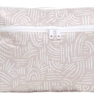 Bumkins Waterproof Wet Dry Clutch Bag for Baby, Travel, Swim Suit, Cloth Diapers, Pump Parts, Pool, Gym Clothes, Toiletry, Hook to Stroller, Daycare, Zip Reusable Bag, Packing Pouch, Boho Beige