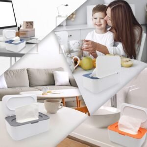 2-Pack Baby Wipes Dispenser & Storage Box - Refillable, Sealable, Blue & Orange - Image 7