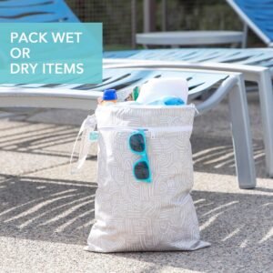 Bumkins Waterproof Wet Dry Bag for Baby Essentials & Travel - Boho Beige - Image 3
