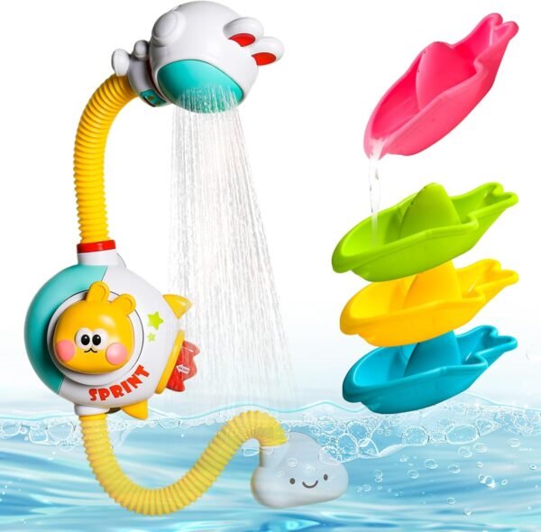 Bath Toys for Toddlers 1-3 Baby Toddler Bath Toys Kids 3-5 Water Table Toys for Toddlers 1-3 Baby Bathtub Gift Shower Head Stacking Boat Toddler Toys for 1 2 3 Year Old Boys Girls,Jouet Bain Enfant