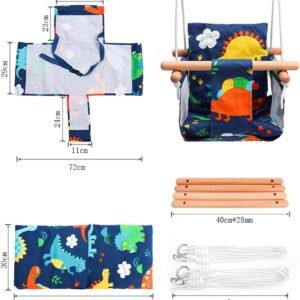 Dinosaur Canvas Baby Swing Seat - Indoor/Outdoor Infant Hammock Chair - Image 6