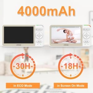 VTimes Baby Monitor – 5" Screen, 32-Hour Battery, No WiFi, Night Vision & Two-Way Talk - Image 3