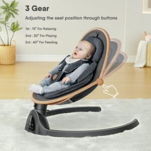 Electric Baby Swing for Newborns | Portable with Music, 5 Speeds, Remote Control (Dark Grey) - Image 4