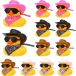 Guiqulai 12 Sets Rubber Ducks Bulk Floater Bath Duck Toys Colorful Yellow Squeak and Float for Car Accessories Party Favors Decorations Bathtub Toys