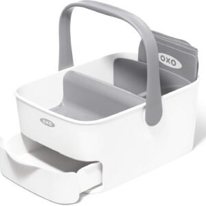 OXO Tot - Diaper Caddy with Changing Mat - Portable for Baby Diaper Changing Anytime, Anywhere - Gray