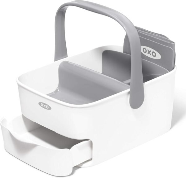 OXO Tot - Diaper Caddy with Changing Mat - Portable for Baby Diaper Changing Anytime, Anywhere - Gray