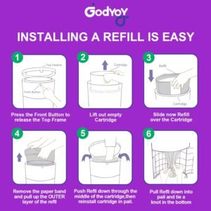 DEKOR MINI Diaper Pail Refills - 4 Pack Lavender Scented, Extra Thick Bags - Image 7