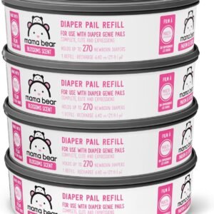 Amazon Brand - Mama Bear Blossoms Scented Diaper Pail Refills for Diaper Genie Pails, 1080 Count (4 Packs of 270 Count)