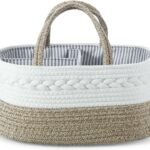 PandaEar Baby Diaper Caddy Organizer, Portable Nursery Organizers and Storage Baby Basket, Cotton Rope Diaper Organizer for Baby Shower Gifts Newborn Infants - Brown