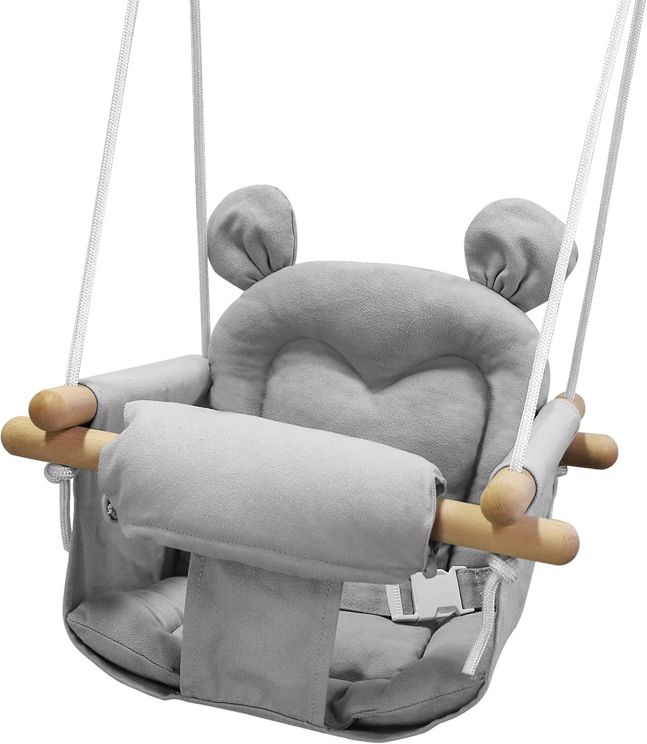 GFU Baby Swing, Canvas Baby Swings for Infants, Secure Baby Swing Outdoor, Toddler Swing for Indoors, Wooden Hanging Baby Swing Seat, Hammock for Tree and Backyard