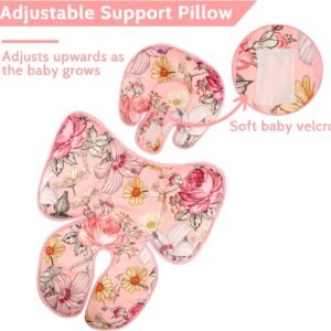 2-in-1 Pink Infant Car Seat Head and Body Support - Reversible Cushion - Image 4