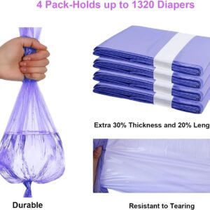 4 Pack Lavender Scent Nappy Bin Refill Bags for Dekor Classic – Odor Control, 1320 Diapers - Image 3
