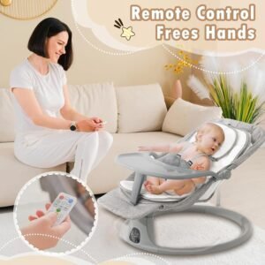 Electric Baby Swing & Bouncer with Bluetooth, 5 Speeds, Music & Remote - Image 3