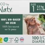 Eco by Naty Eco-Friendly Baby Diapers Newborn - 100% Plant-Based Materials on Skin, Extra Soft, for Sensitive Skin & Super Absorbent (Size 1, 100 Count)