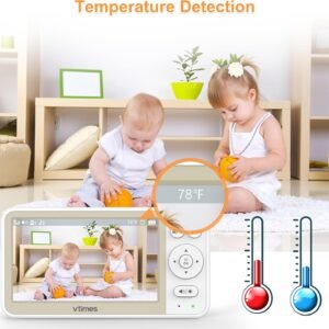 VTimes Baby Monitor – 5" Screen, 32-Hour Battery, No WiFi, Night Vision & Two-Way Talk - Image 7