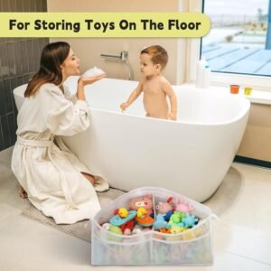 Goowin Triangle Corner Bath Toy Organizer - Quick Dry Mesh Storage (White) - Image 3