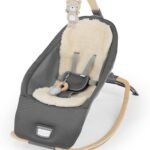 Ingenuity Every Season 2-in-1 Baby Rocker & Seat - Cooling and Warming Fabrics, Detachable Sustainable Wooden Activity Bar, Music, Vibration, for Ages 0-30 Months, Wesley (Grey)
