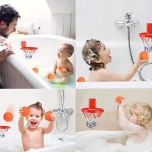 Upgraded Kids Bath Toys: Basketball Hoop Set with 4 Soft PVC Balls - Image 6