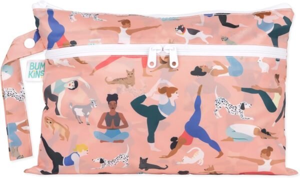 Bumkins Waterproof Wet Dry Clutch Bag for Baby, Travel, Swim Suit, Cloth Diapers, Pump Parts, Pool, Gym Clothes, Toiletry, Hook to Stroller, Pack for Daycare, Zip Bag, Packing Pouch, Yoga Pals