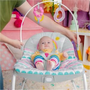 Bright Starts Rosy Rainbow Infant & Toddler Rocker with Vibrations – Unisex Baby Seat - Image 5