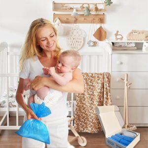Dergik Leather Diaper Bag Dispenser with 105 Disposable Bags - Travel Essential - Image 5