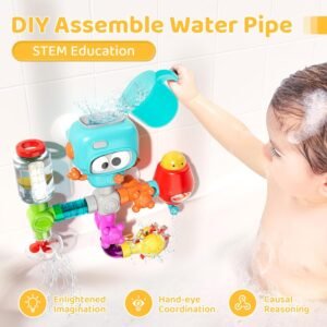Lisfiva 18-Pc DIY Water Pipe Bath Toys for Kids 3-8 | Fun Tub Gifts - Image 6