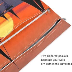 Siphylline Mess-Proof Baby Wet Bags 2-Pack | Swimsuit & Daycare Use - Sunset Boat Red & Blue - Image 3