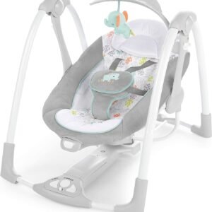 Ingenuity ConvertMe 2-in-1 Compact Portable Automatic Baby Swing & Infant Seat, Battery-Saving Vibrations, Nature Sounds, 0-9 Months 6-20 lbs (Wimberly)