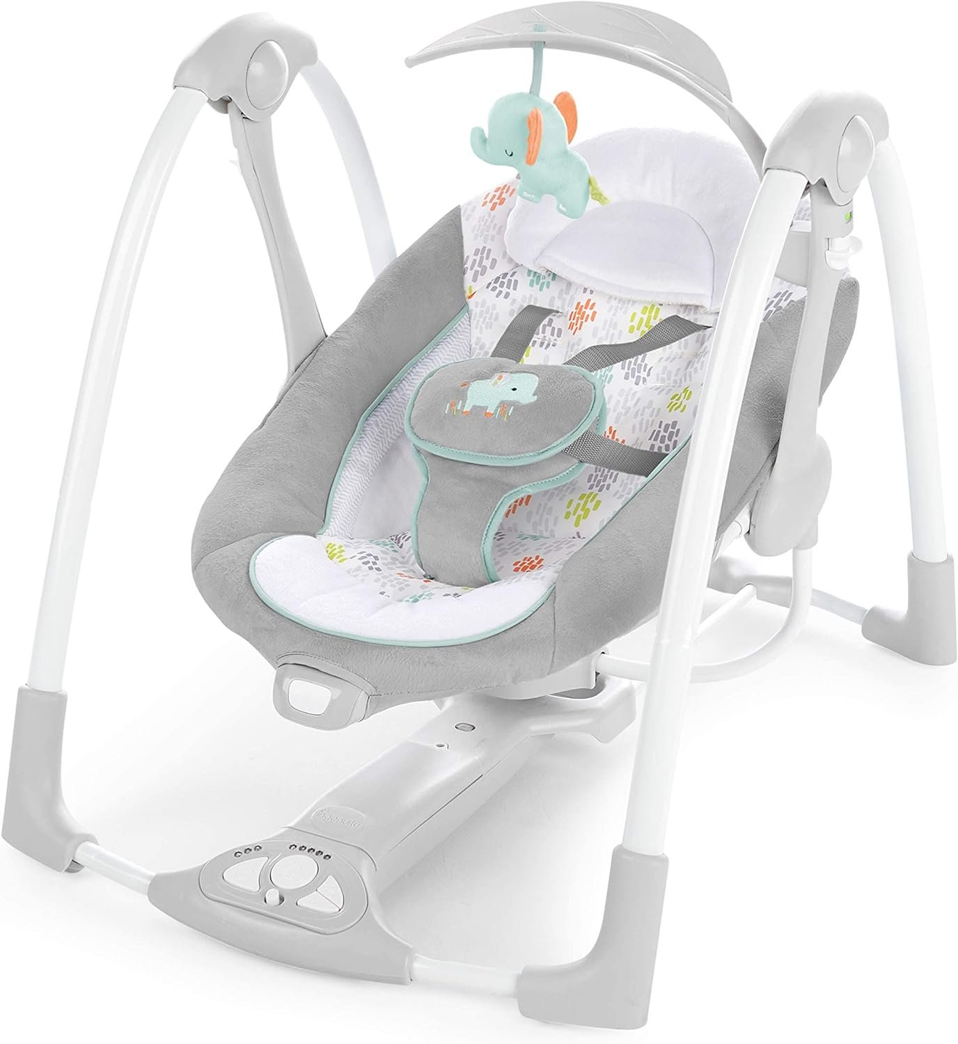 Ingenuity ConvertMe 2-in-1 Compact Portable Automatic Baby Swing & Infant Seat, Battery-Saving Vibrations, Nature Sounds, 0-9 Months 6-20 lbs (Wimberly)